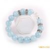 Vòng Tay Đá Aquamarine 12ly Mix Charm Tỳ Hưu Bạc